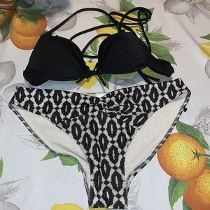 Victoria Secrets Black Bikini Top 32B w H&M Bottom sz 6 EUC